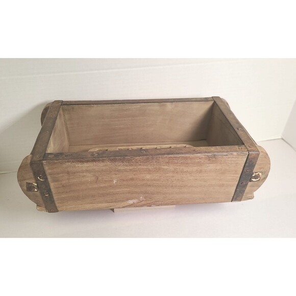 Vintage Rustic Primitive Farmhouse Decor Wooden Brick Mold Box 12x6x4 Marked WKK - Picture 2 of 4